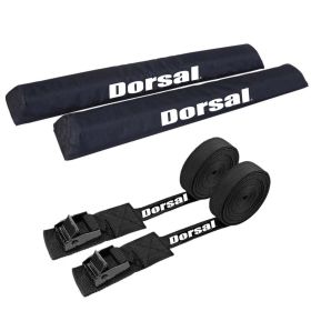 DORSAL Aero Roof Rack Pads with 15 ft Surf Straps for Car Surfboard Kayak SUP Long (Color: BLACK, size: 28")